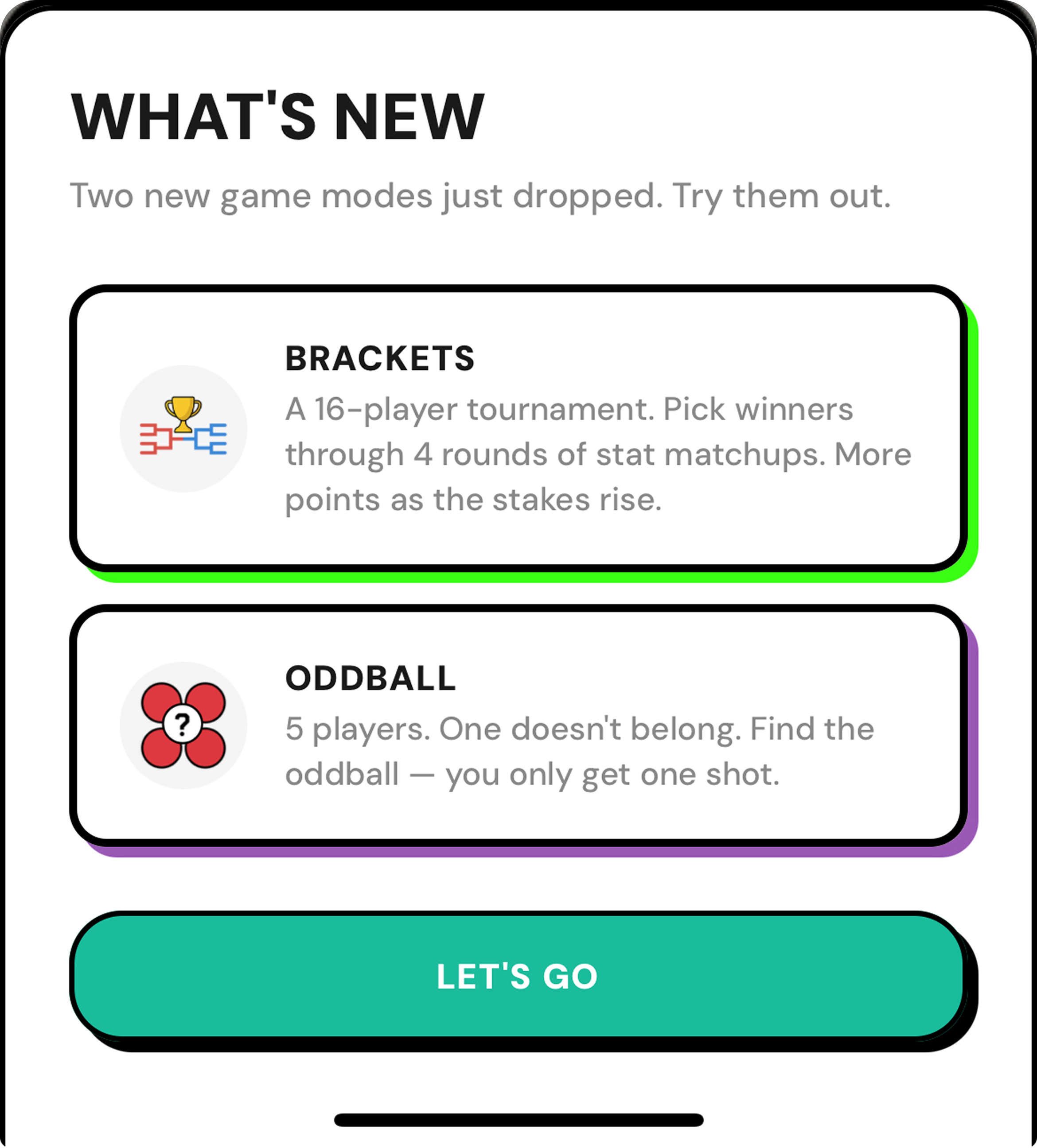 New game mode bottom sheet