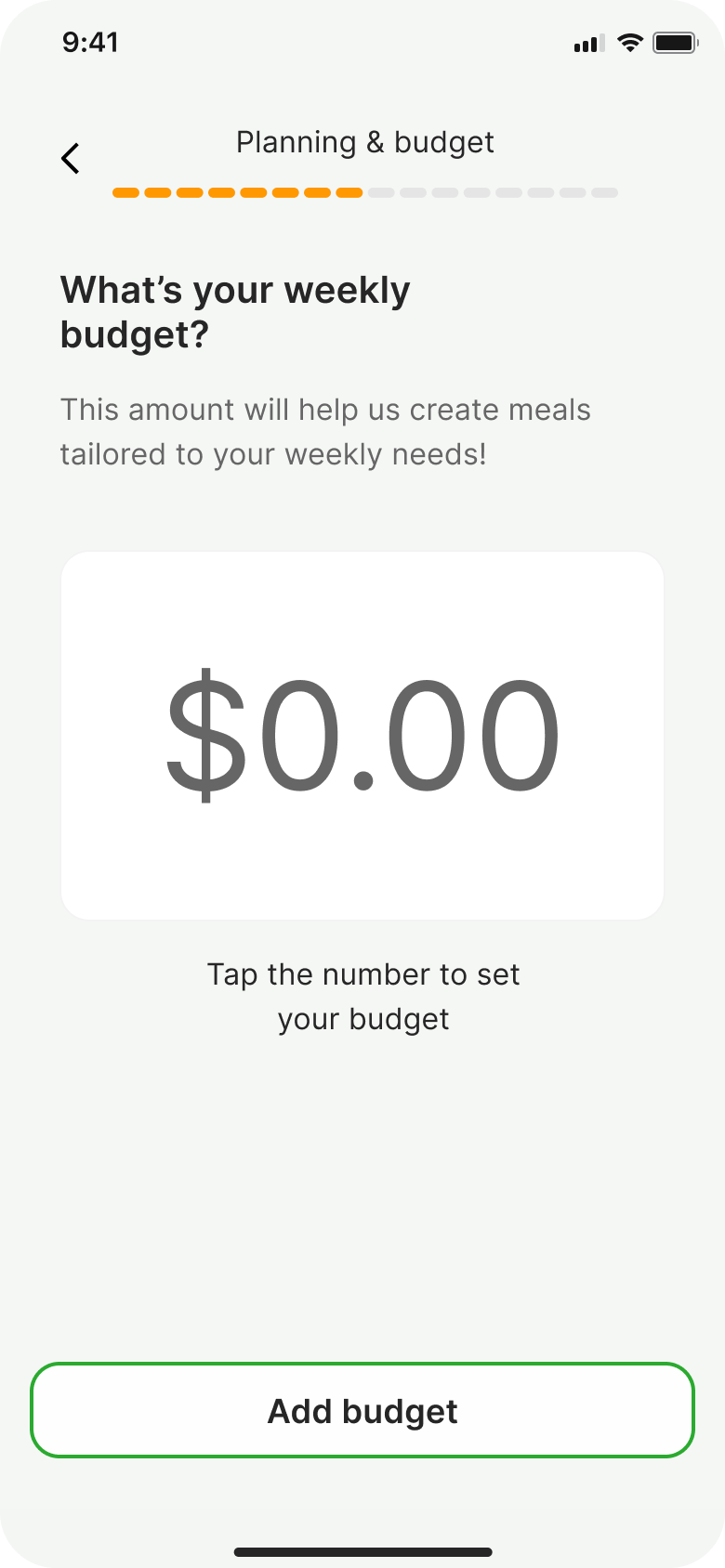 Budget input after — discrete buttons